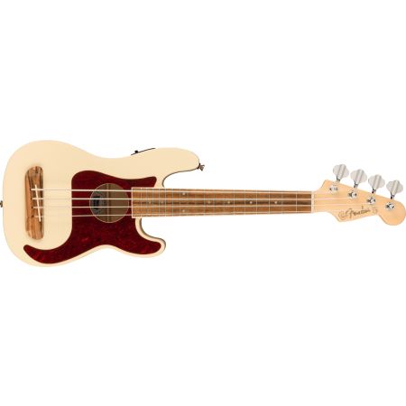 Fender Fullerton Precision Bass Uke WN - Tortoiseshell Pickguard - Olympic White