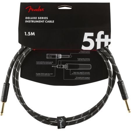 Fender Deluxe Series Instrument Cable - Straight/Straight - 5' - Black Tweed