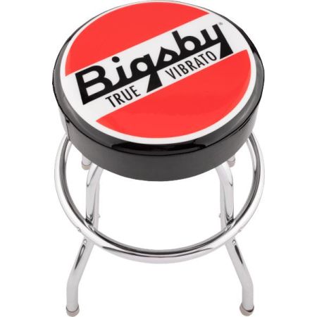 Bigsby Round Logo Barstool - Black - Red and White - 24"