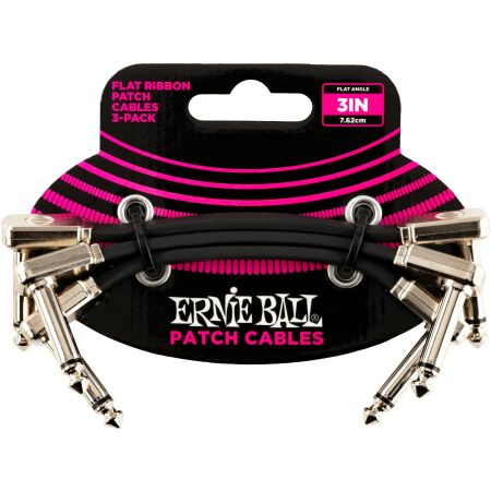 Ernie Ball 6220 Patch Cable - Flat - Angle/Angle - Black - 7,5cm - 3Pack
