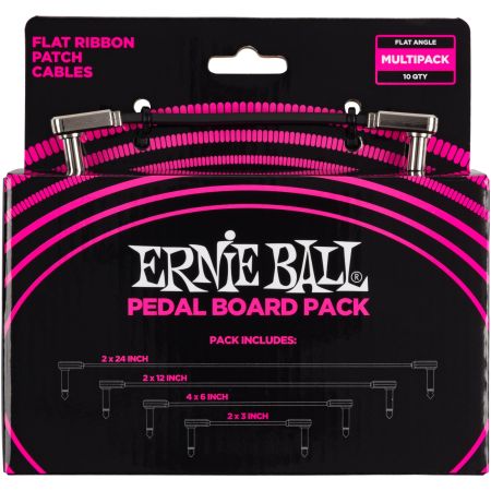 Ernie Ball 6224 Patch Cable - Flat - Angle/Angle - Black - Multi-Pack