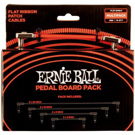 Ernie Ball 6404 Patch Cable - Flat - Angle/Angle - Red - Multi-Pack