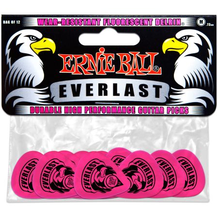 Ernie Ball 9189 Everlast Guitar Pick Medium - Pink - 12 Pack