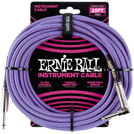 Ernie Ball 6069 Instrument Cable Straight/Angle - Violet - 7.62 m (25')