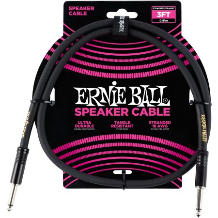 Ernie Ball 6071 Speaker Cable Straight/Straight - Black - 0.91 m (3')