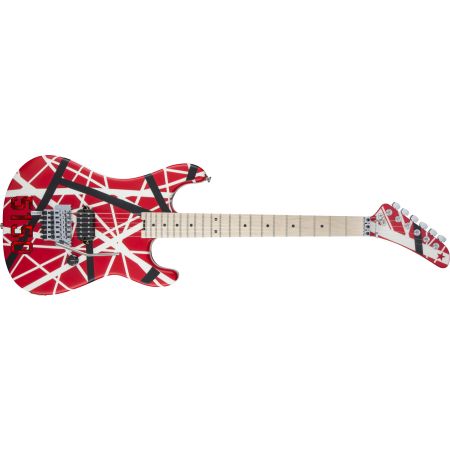 EVH Striped Series 5150 MN Red with Black and White Stripes