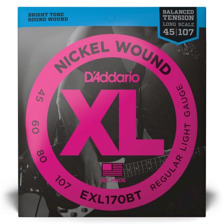 D'Addario EXL170BT Nickel Wound Bass Guitar Strings, Balanced Tension Regular Light, 45-107, Long Scale