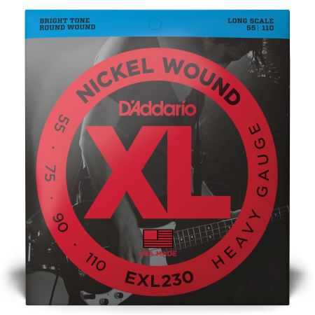 D'Addario EXL230 Nickel Wound Bass Guitar Strings, Heavy, 55-110, Long Scale