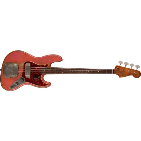 Fender Custom Shop Custom '62 Jazz Bass - Heavy Relic - Masterbuilt By Vincent Van Trigt - Aged Fiesta Red Over 3-Color Sunburst