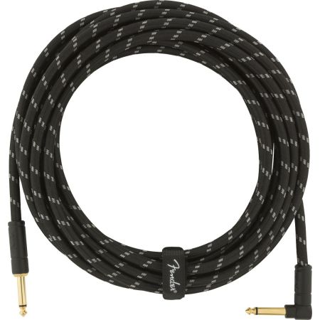 Fender Deluxe Series Instrument Cable - Straight/Angle - 18.6' - Black Tweed