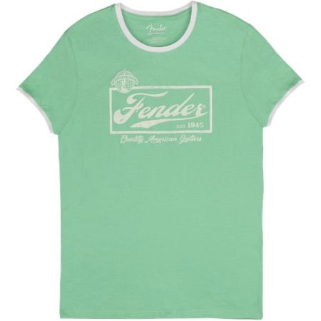 Fender Beer Label Men's Ringer Tee - Sea Foam Green/White - XXL
