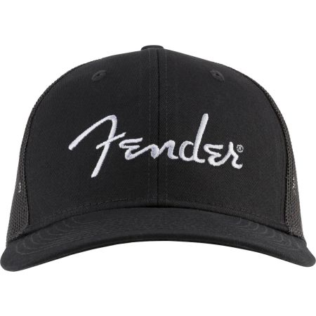 Fender Silver Thread Logo Snapback Trucker Hat - Black - One Size Fits Most