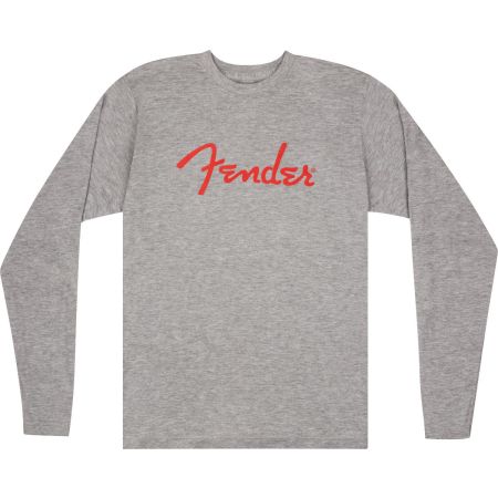 Fender Spaghetti Logo L/S T-Shirt - Heather Gray - L