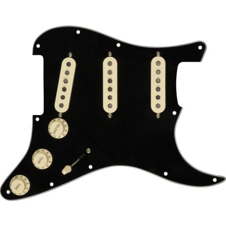 Fender Pre-Wired Strat Pickguard - Custom Shop Custom '69 SSS - Black 11 Hole PG