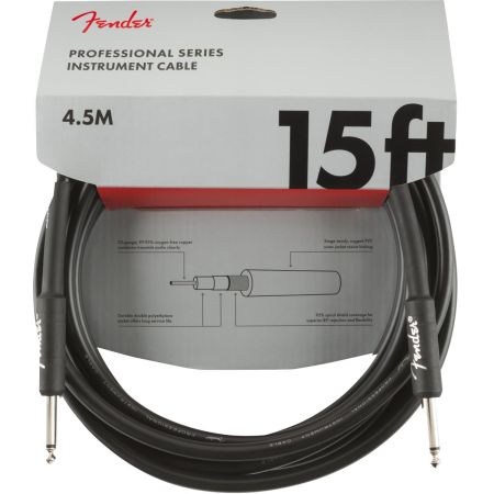 Fender Professional Series Instrument Cable - Straight/Straight - 15' - Black