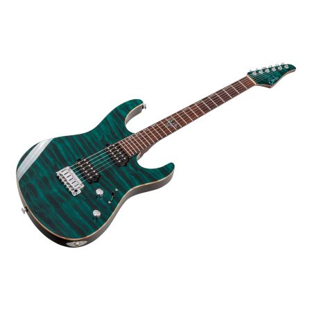 Suhr Modern Custom Quilted Maple HH TT - Trans Turquoise Cocobolo neck